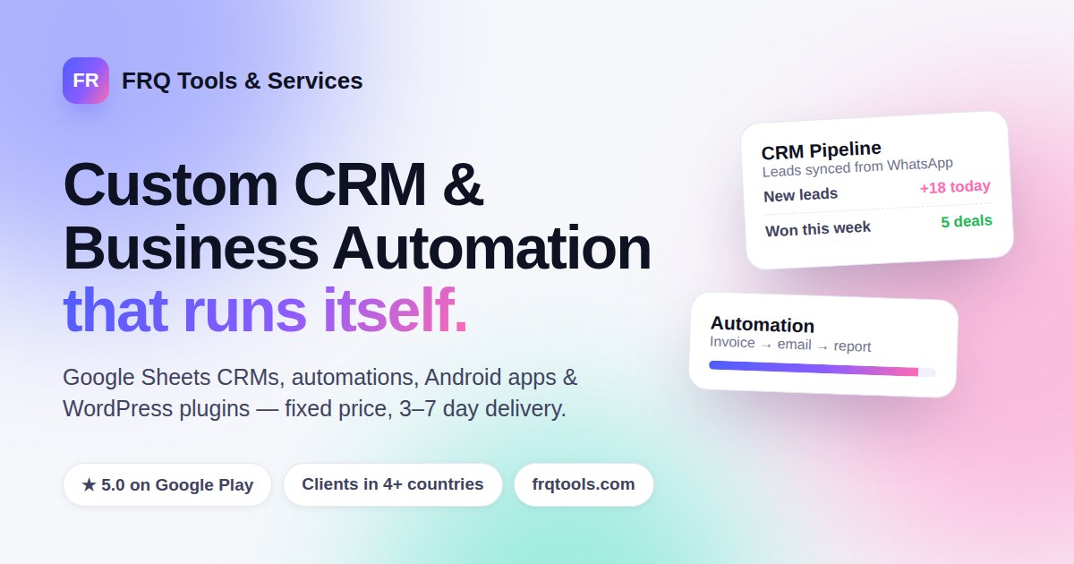 FRQ Tools & Services — Custom CRM development and business automation