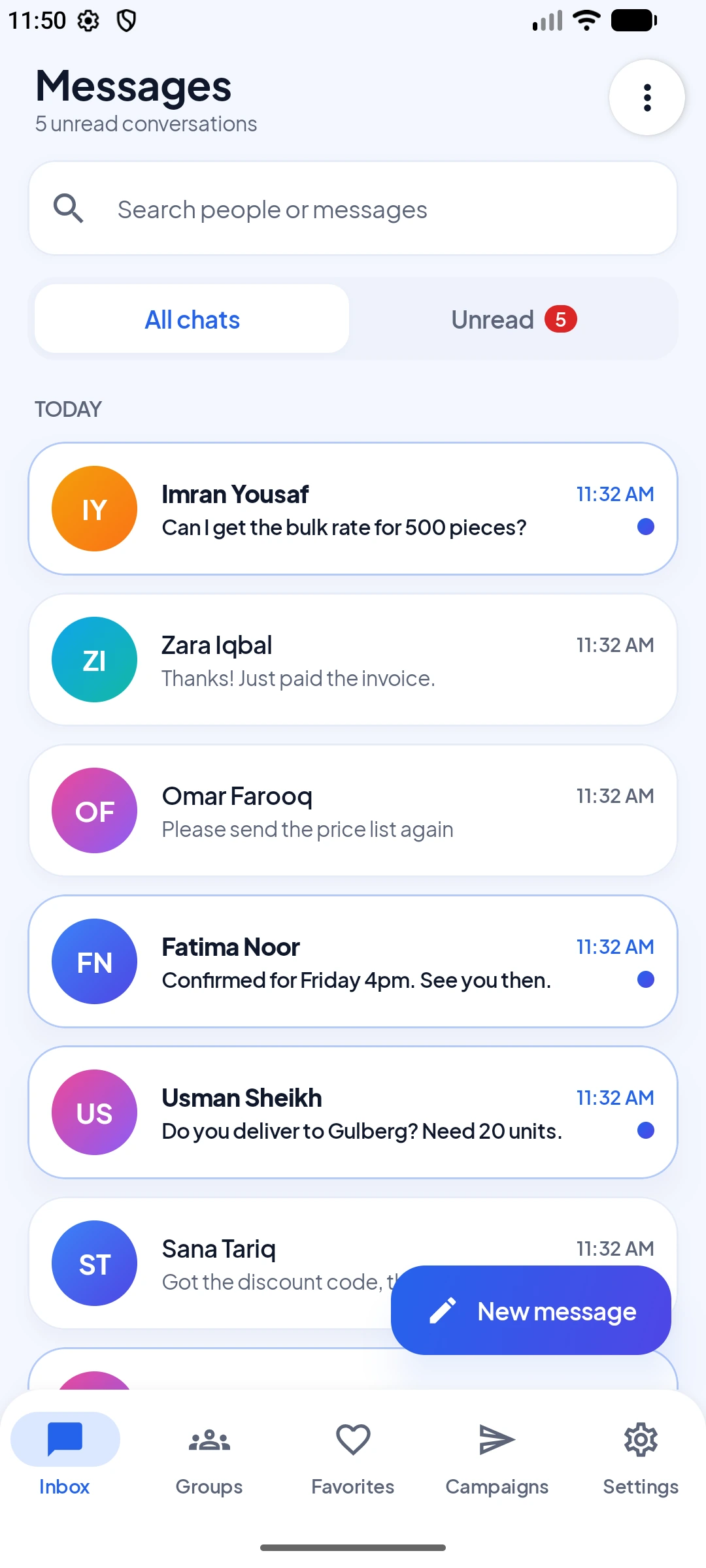 Full SMS inbox